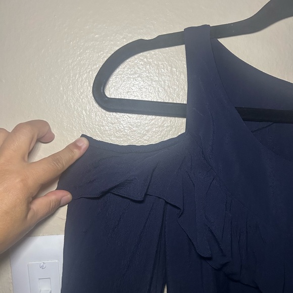 Maeve Cold Shoulder Ruffle Blue Top Women’s Size 4 - Picture 6 of 15